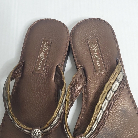 Vintage Brighton Womens Leather Slip On Sandals Sz 9M Thong Flip Flop Casual Y2K - Picture 5 of 11